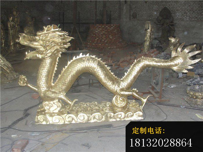 金龙铜雕，踏着祥云的龙铜雕_700*525