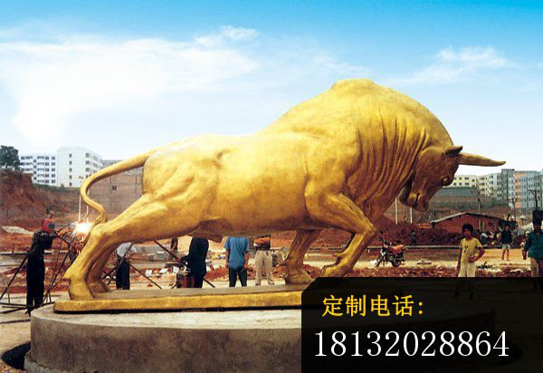 开荒牛铜雕，广场动物雕塑_600*412
