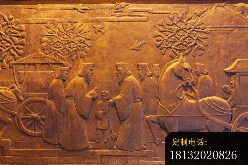 铜浮雕 古代人物和马车浮雕_800*533