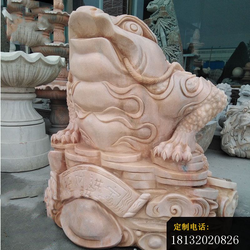 晚霞红招财金蟾石雕_800*800