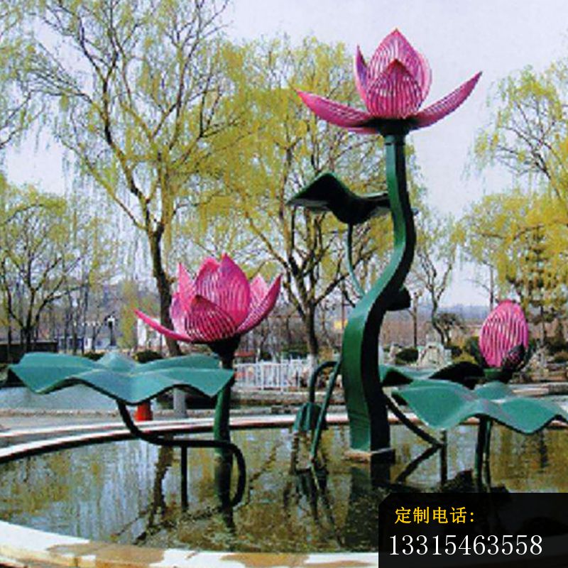 不锈钢荷花雕塑，公园景观雕塑_800*800
