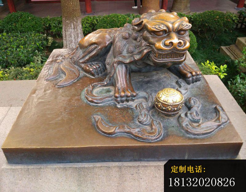 戏球狮铜雕 铸铜雕塑_800*625