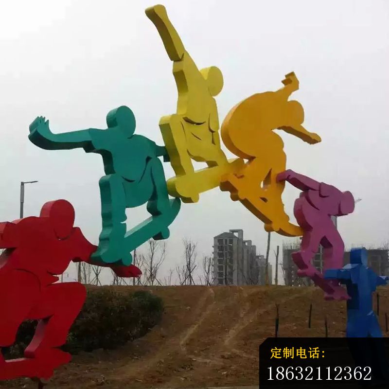 运动人物雕塑，不锈钢抽象人物 (2)_800*800