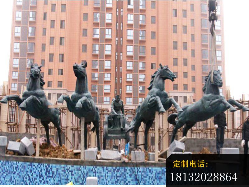 青铜马拉车，广场景观雕塑_800*600