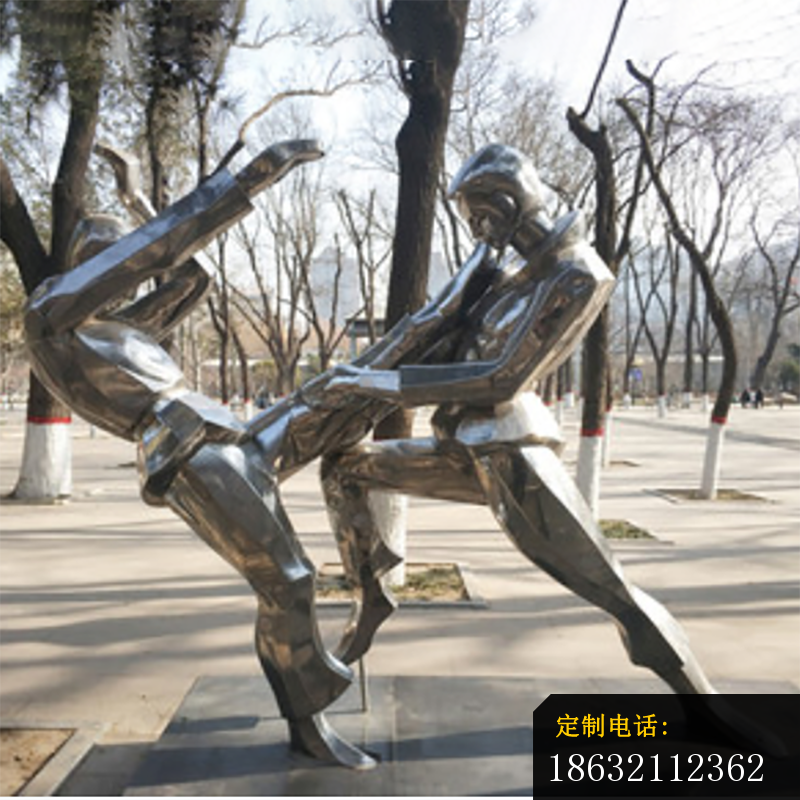 不锈钢摔跤雕塑 (2)_800*800