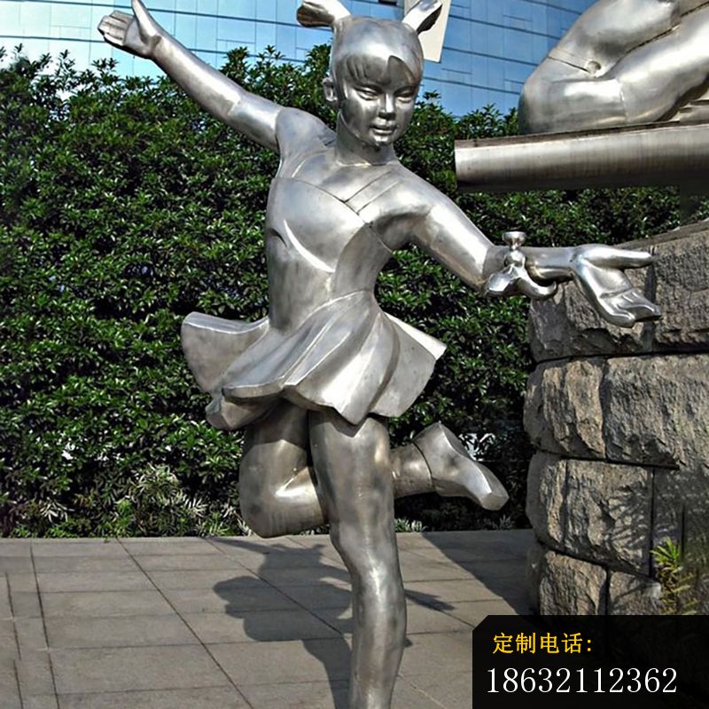 不锈钢跳舞儿童  公园人物雕塑_800*800