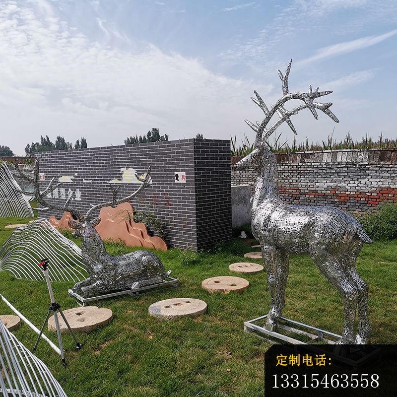 不锈钢园林星空抽象鹿雕塑_800*800