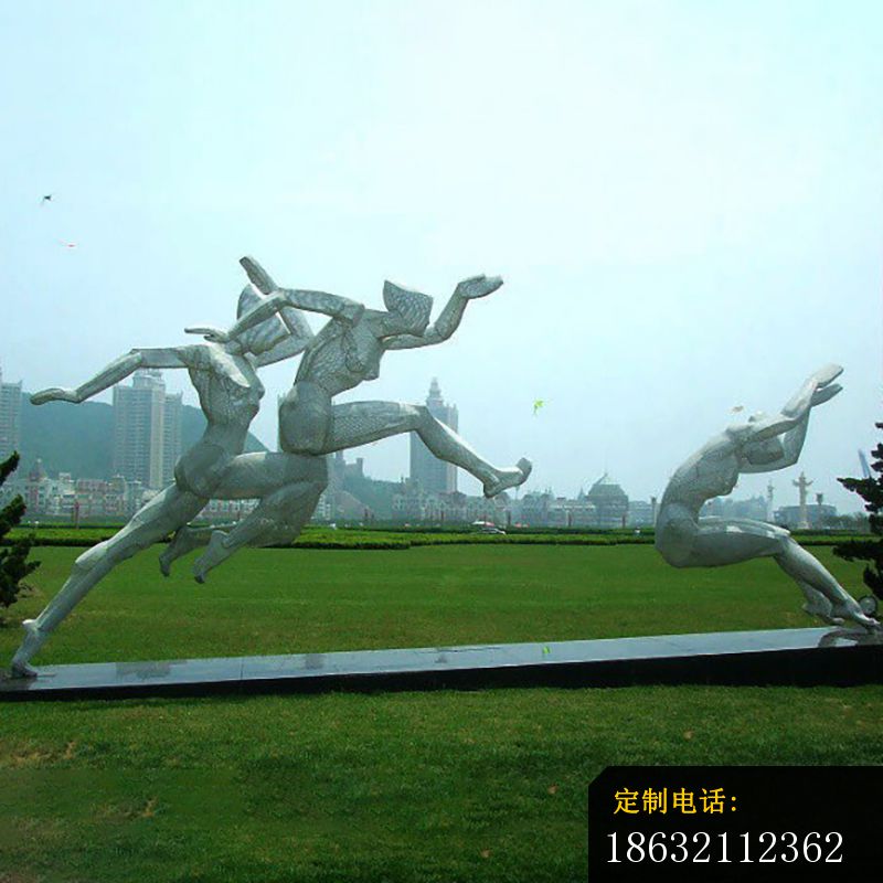 不锈钢人物雕塑，公园不锈钢跳远雕塑_800*800