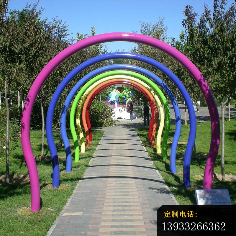 公园不锈钢彩虹拱门景观雕塑_800*800