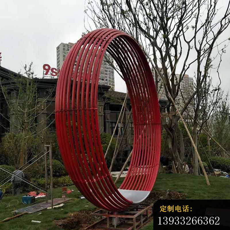 广场不锈钢彩绘花环景观雕塑_800*800