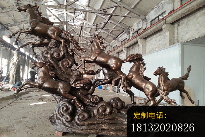 八马奔跑雕塑企业景观铜雕 (1)_700*467