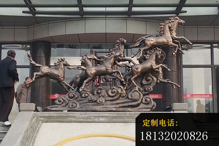 八马奔跑雕塑企业景观铜雕 (2)_700*467