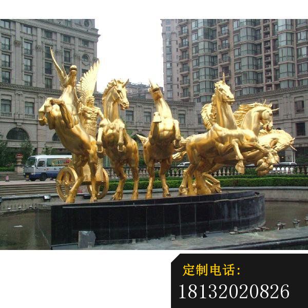 八匹马阿波罗战车铜雕酒店景观雕塑 (3)_600*600