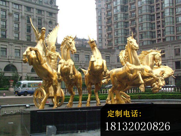 八匹马阿波罗战车铜雕酒店景观雕塑 (4)_600*450