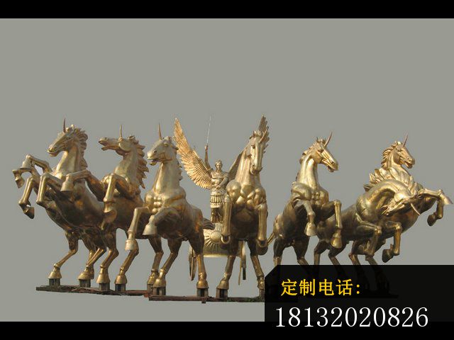 八匹马战车雕塑酒店景观铜雕_640*480