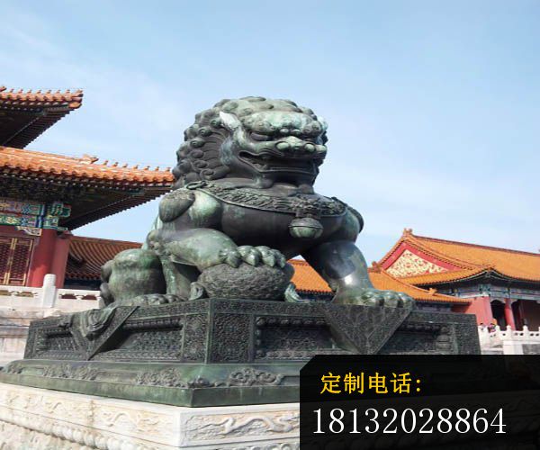 狮子铜雕，寺庙门口狮子_600*500