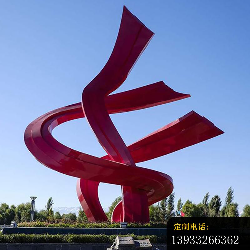 广场红色不锈钢抽象标志雕塑_800*800