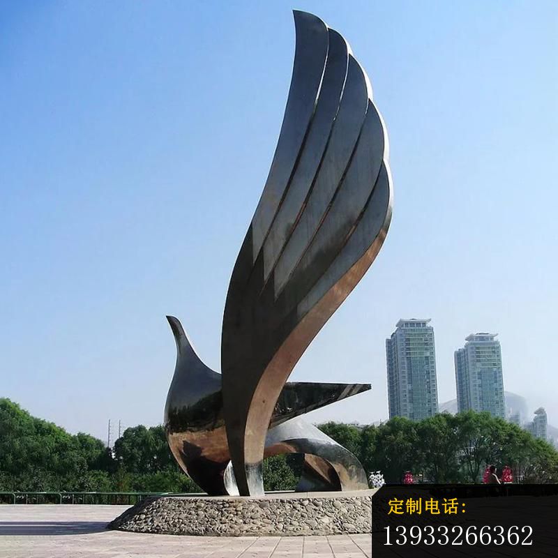广场大型不锈钢抽象翅膀雕塑_800*800