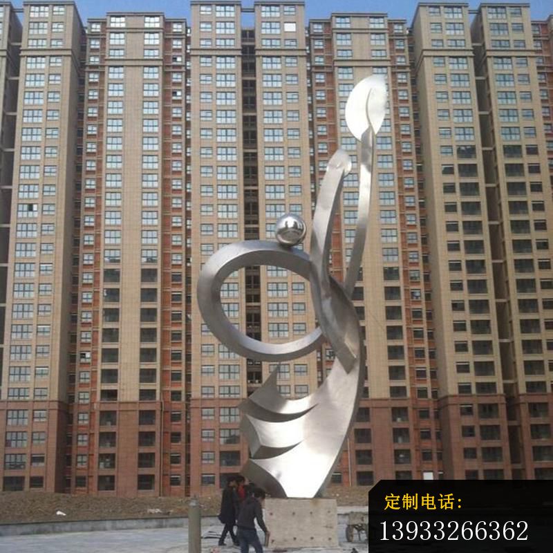 小区不锈钢抽象标志雕塑_800*800