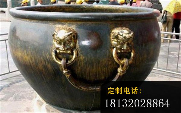 水缸铜雕，寺庙景观雕塑_600*375