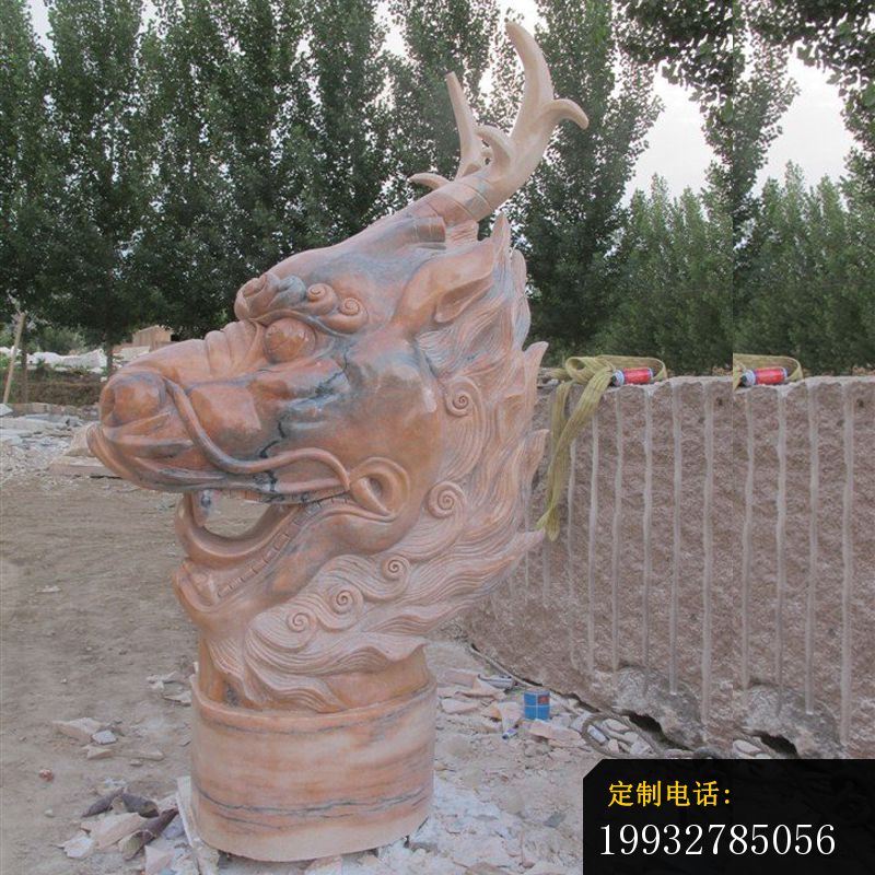 龙头石雕，晚霞红龙头雕塑 (2)_800*800