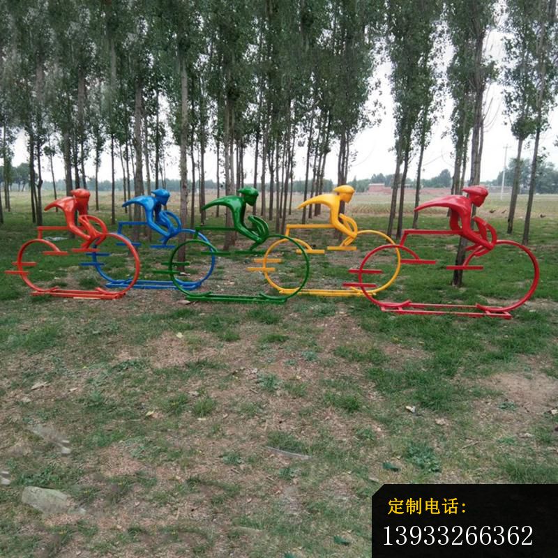 公园不锈钢抽象骑单车运动人物雕塑_800*800