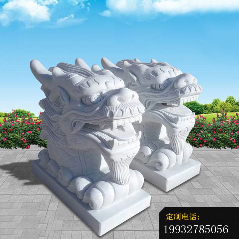 汉白玉石雕喷水龙头雕塑，公园景观石雕_800*800