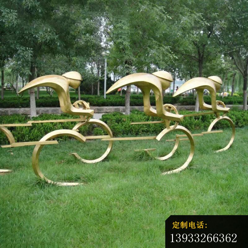 公园不锈钢单车人物雕塑_800*800