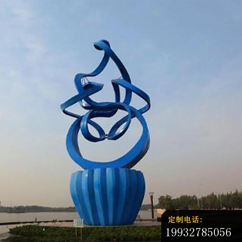 蓝色抽象创意人物雕塑，不锈钢景观雕塑 (2)_800*800