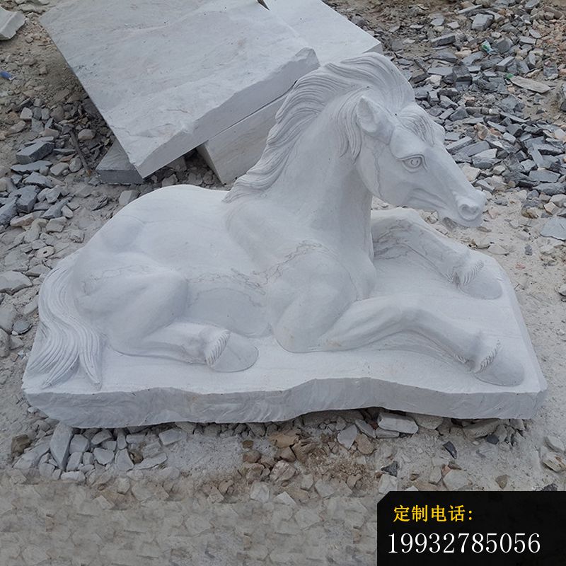 卧着的马石雕 大理石公园动物雕塑_800*800
