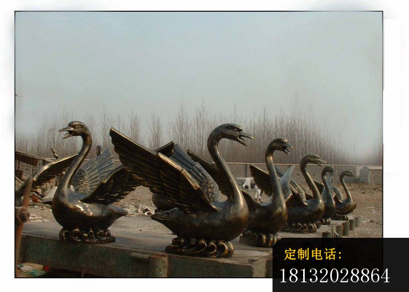 天鹅喷泉铜雕，小区景观雕塑_800*571