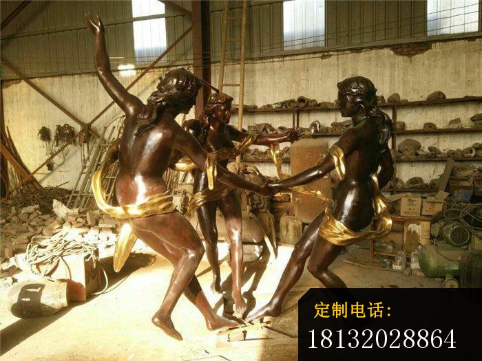 跳舞人物铜雕，西方人物雕塑_700*525