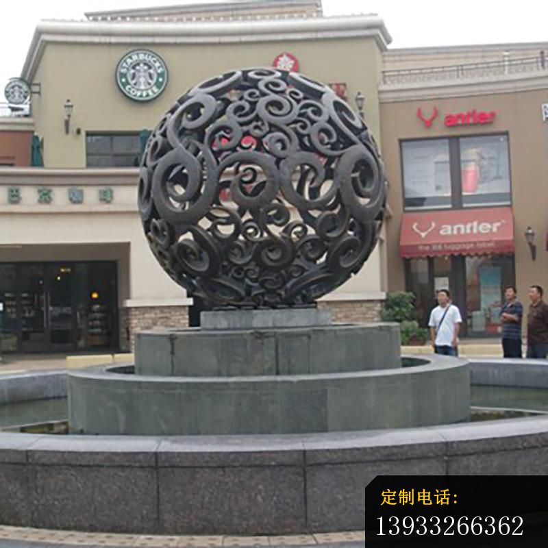 商场门口不锈钢发光镂空球景观雕塑_800*800
