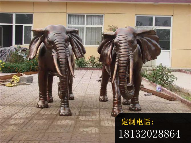铜雕大象，公司门口动物雕塑_670*502