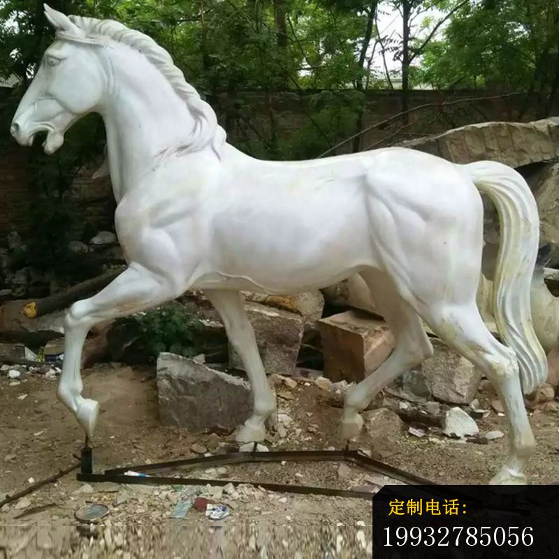 汉白玉马，动物石雕 (1)_800*800