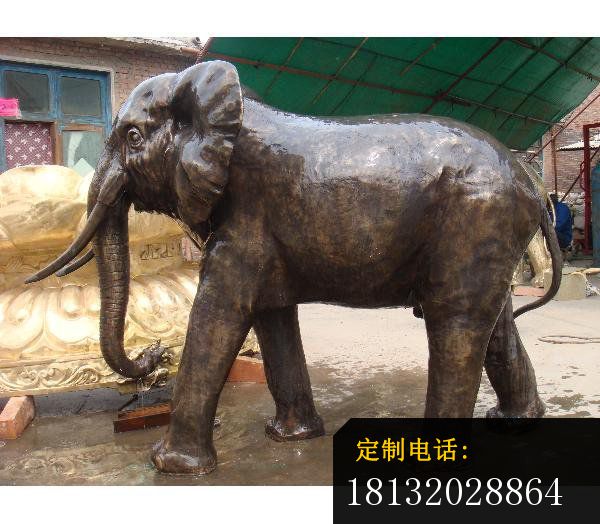 铜雕大象，公园动物铜雕_600*524