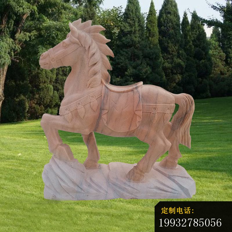 晚霞红走路的小马 公园动物石雕_800*800