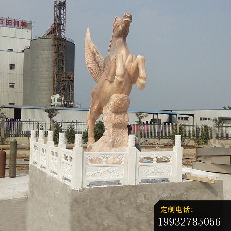 晚霞红祥云飞马 企业景观石雕_800*800