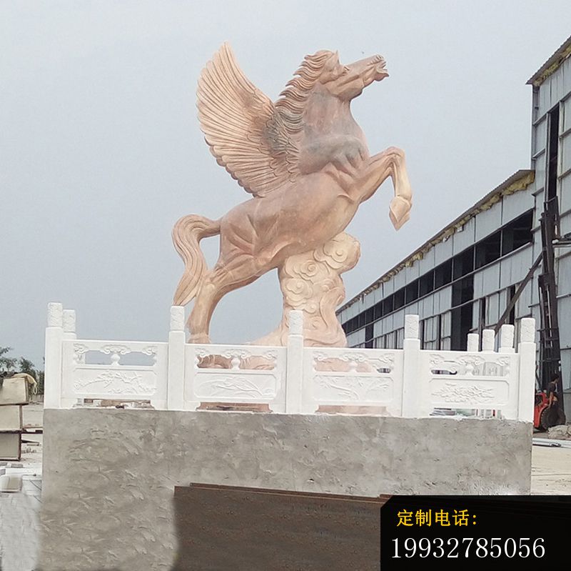 晚霞红祥云飞马 企业景观石雕 (2)_800*799