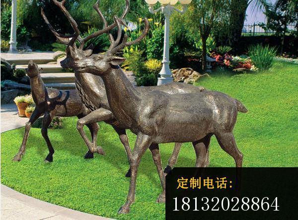 铜雕鹿，公园动物雕塑_600*442