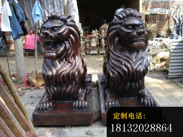铜雕狮子，公司门口雕塑 (2)_640*480