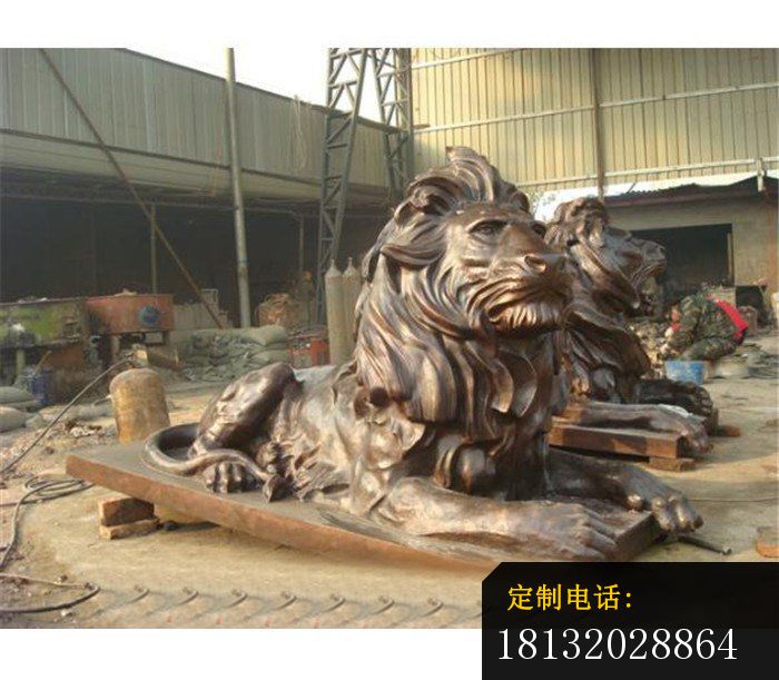铜雕狮子，公司门口雕塑_700*611