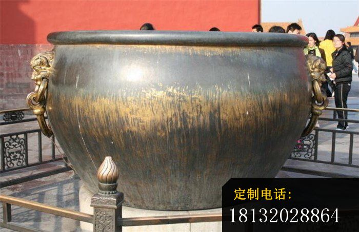 铜雕水缸，寺庙景观雕塑 (4)_700*453
