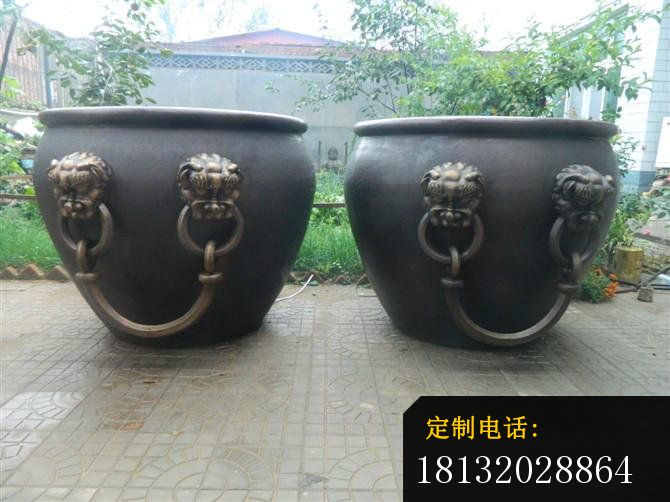 铜雕水缸，寺庙景观雕塑 (6)_670*502