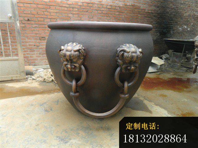 铜雕水缸，寺庙景观雕塑 (5)_670*502