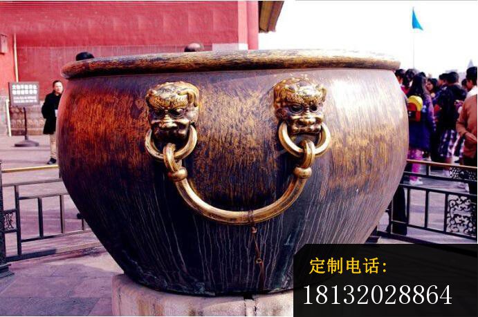 铜雕水缸，寺庙景观雕塑 (7)_691*459