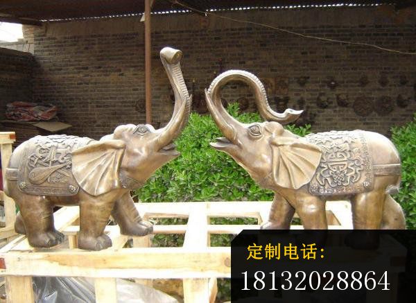 铜雕小象，公园动物雕塑，吉祥小象_600*437