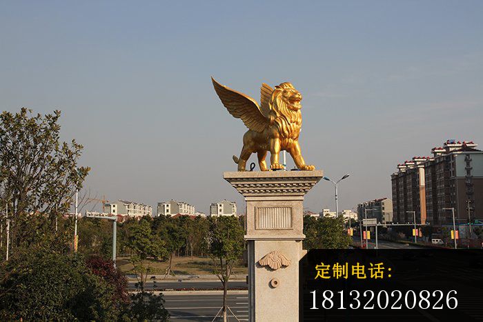 飞狮铜雕黄铜狮子雕塑 (2)_700*467