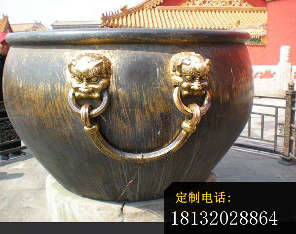 铜水缸，寺庙水缸雕塑 (1)_600*475