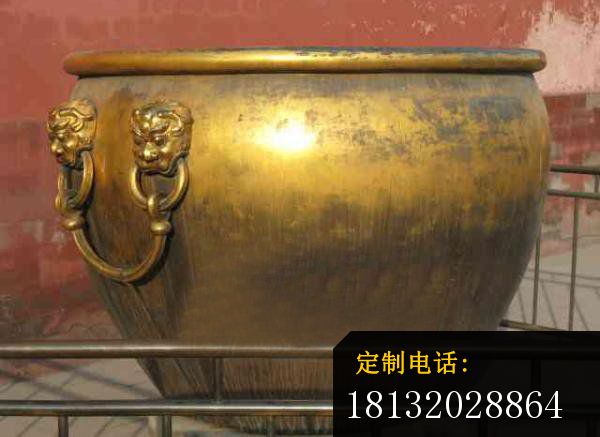铜水缸，寺庙水缸雕塑 (2)_600*437